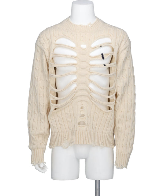 RIB CAGE CABLE KNIT PULLOVER