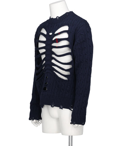 RIB CAGE CABLE KNIT PULLOVER
