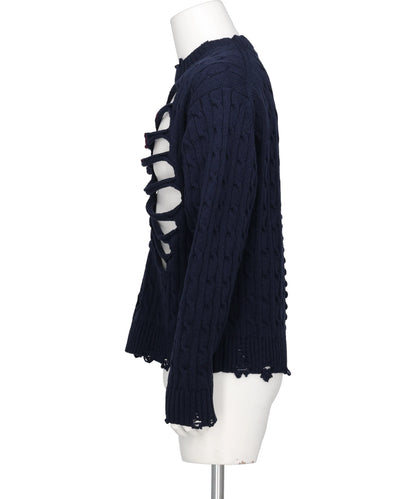 RIB CAGE CABLE KNIT PULLOVER