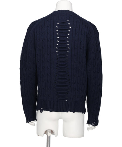 RIB CAGE CABLE KNIT PULLOVER