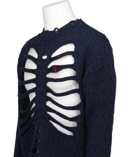 RIB CAGE CABLE KNIT PULLOVER