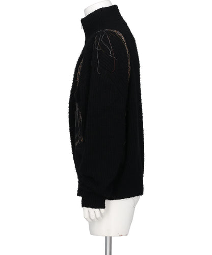 TROMPE L’OEIL EMBROIDERY HALF ZIP KNIT