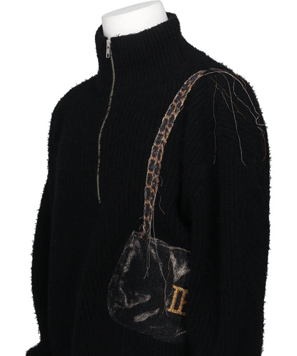 TROMPE L’OEIL EMBROIDERY HALF ZIP KNIT