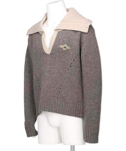 BIG COLLAR KNIT PULLOVER