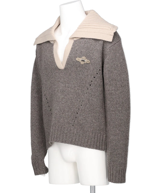 BIG COLLAR KNIT PULLOVER