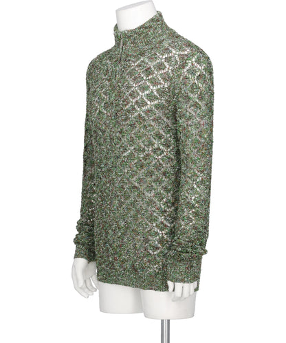 MULTI-COLORED HALF-ZIP KNIT
