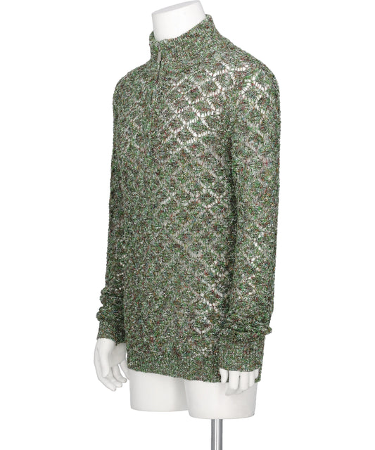 MULTI-COLORED HALF-ZIP KNIT