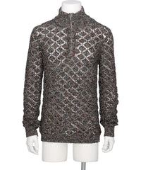 MULTI-COLORED HALF-ZIP KNIT