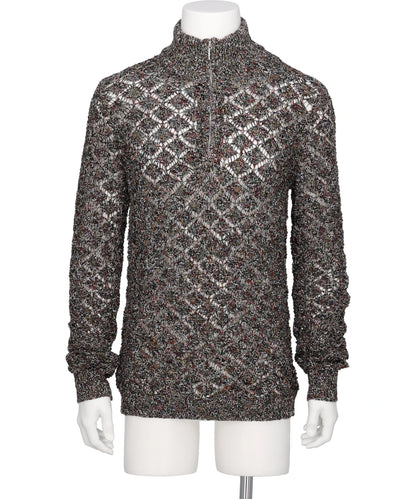 MULTI-COLORED HALF-ZIP KNIT