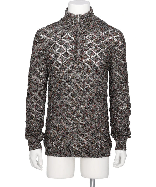 MULTI-COLORED HALF-ZIP KNIT