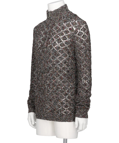 MULTI-COLORED HALF-ZIP KNIT