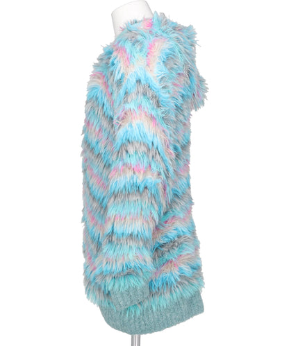 MULTI BORDER HOODIE KNIT