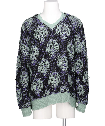 "ODD HOTEL'S CARPET" V-NECK PULLOVER KNIT