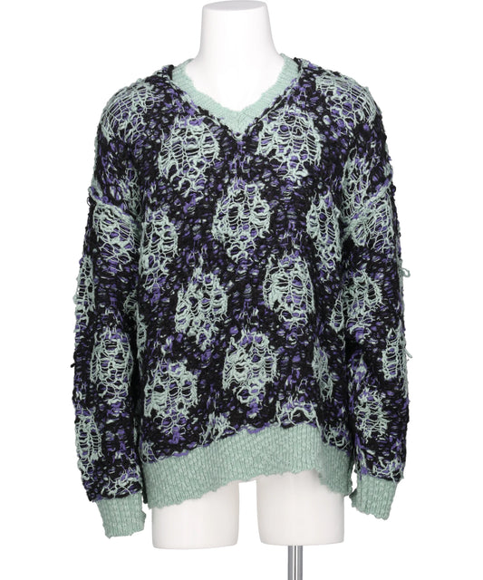 "ODD HOTEL'S CARPET" V-NECK PULLOVER KNIT