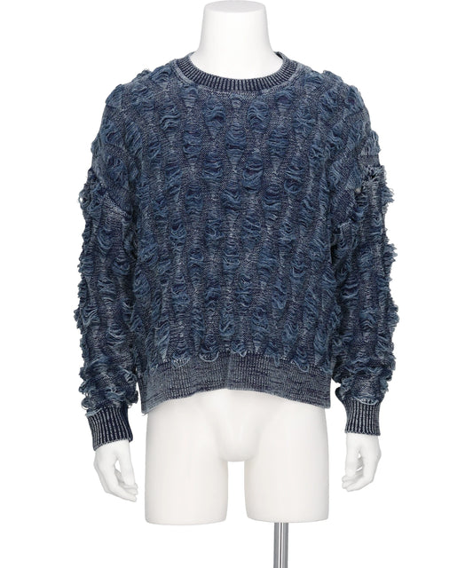 KAMIYA(カミヤ)REVERSE CABLE NEEDLE-OUT KNIT