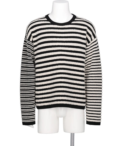 KAMIYA(カミヤ)HORIZONTAL MULTI-STRIPE BOUCLÉ KNIT