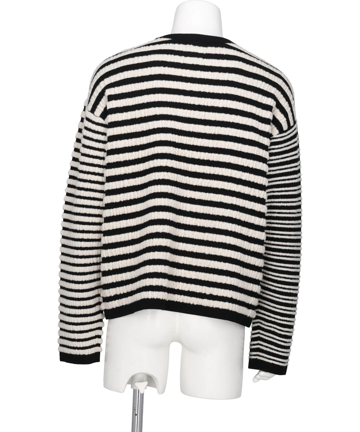 HORIZONTAL MULTI-STRIPE BOUCLÉ KNIT