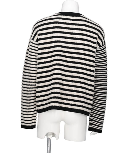 HORIZONTAL MULTI-STRIPE BOUCLÉ KNIT