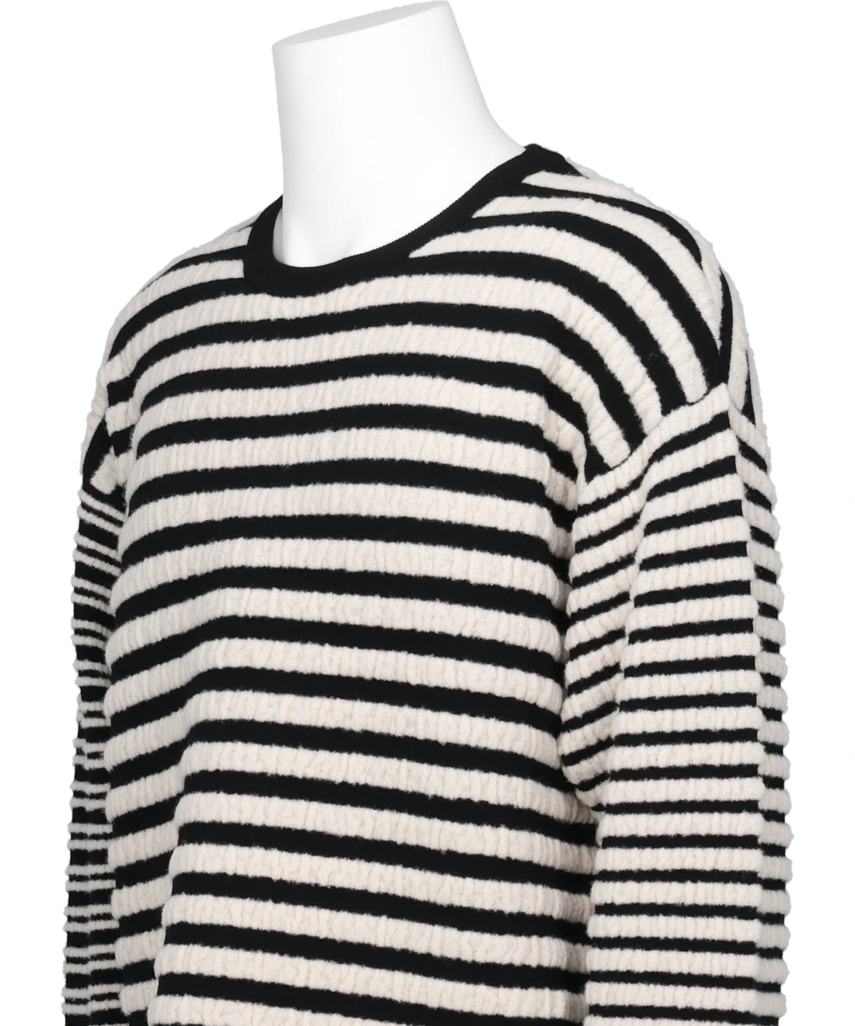 HORIZONTAL MULTI-STRIPE BOUCLÉ KNIT