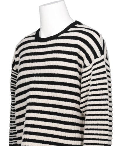 HORIZONTAL MULTI-STRIPE BOUCLÉ KNIT
