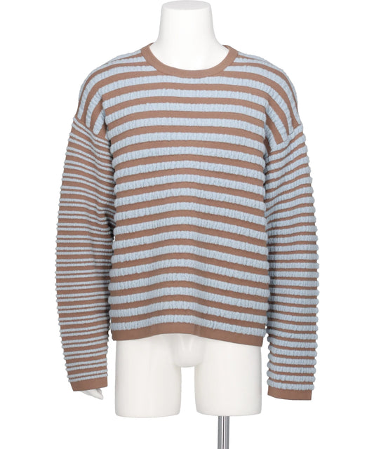 KAMIYA(カミヤ)HORIZONTAL MULTI-STRIPE BOUCLÉ KNIT
