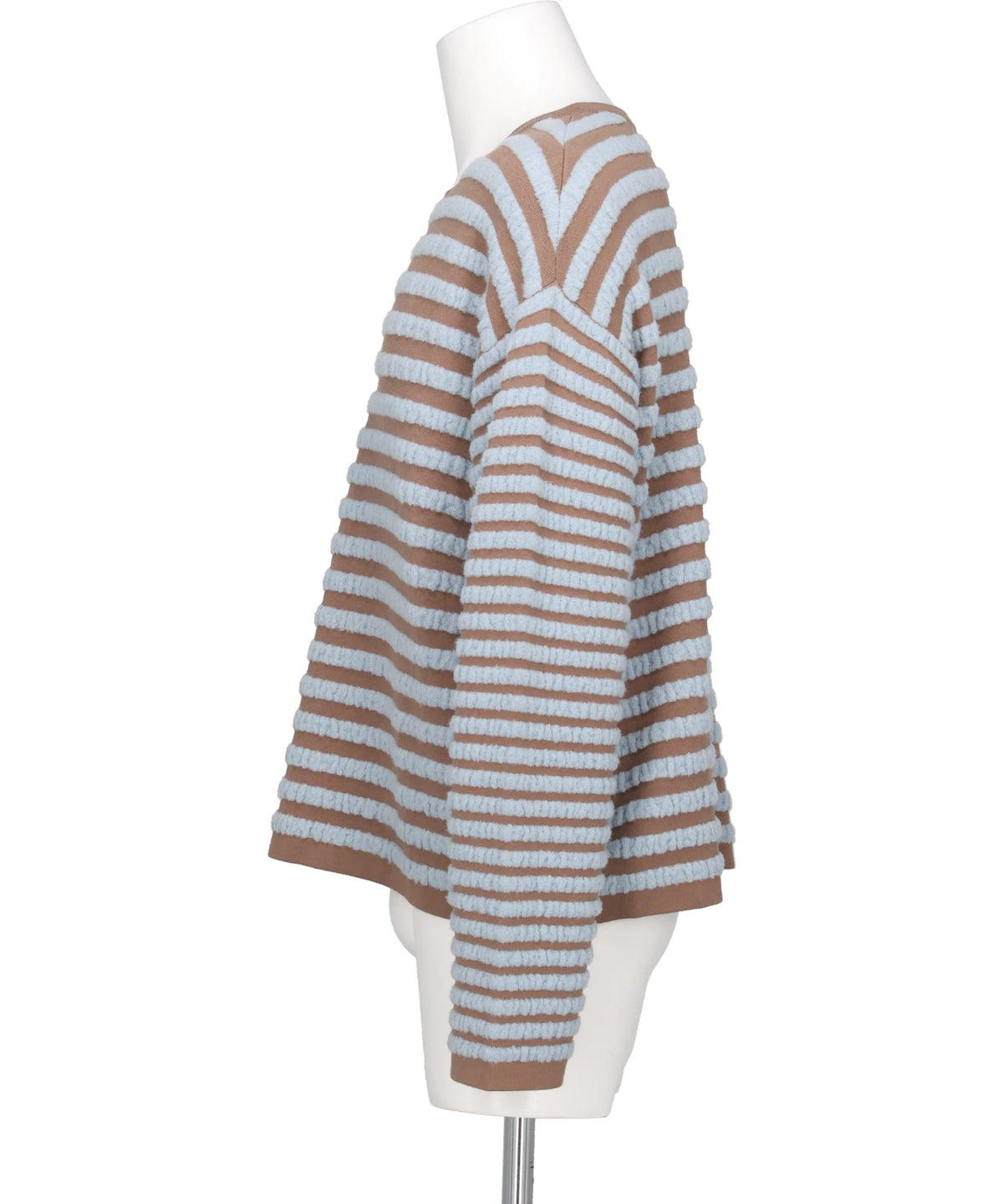 HORIZONTAL MULTI-STRIPE BOUCLÉ KNIT
