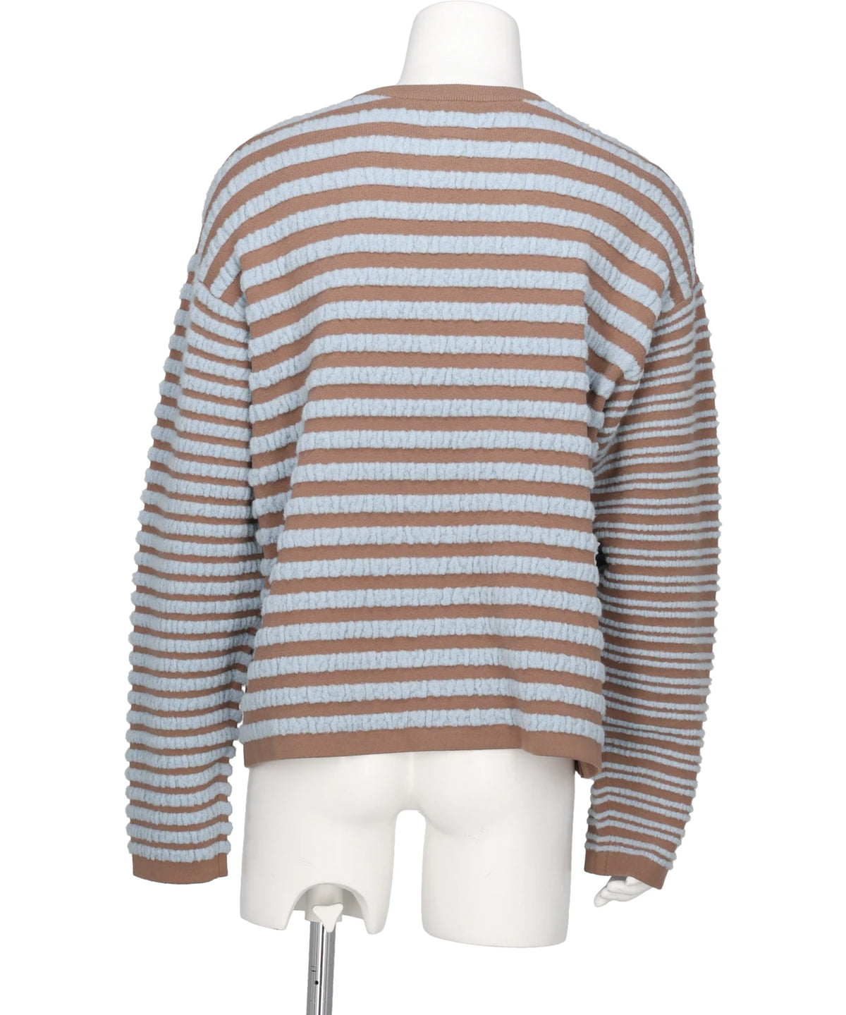 HORIZONTAL MULTI-STRIPE BOUCLÉ KNIT