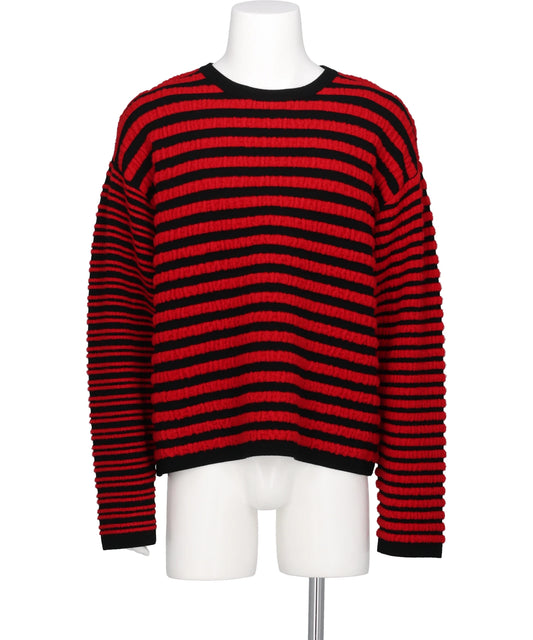 KAMIYA(カミヤ)HORIZONTAL MULTI-STRIPE BOUCLÉ KNIT