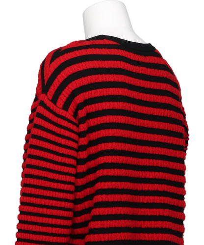 HORIZONTAL MULTI-STRIPE BOUCLÉ KNIT
