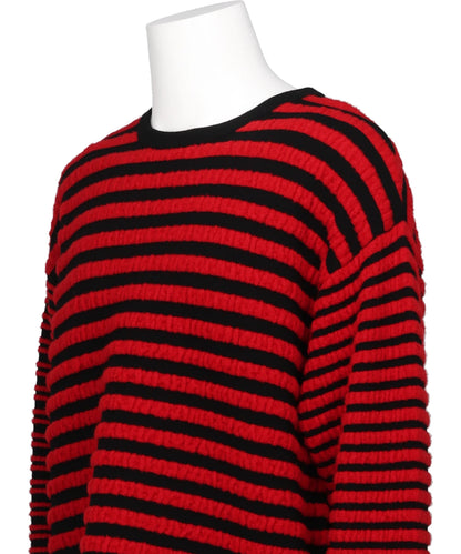 HORIZONTAL MULTI-STRIPE BOUCLÉ KNIT