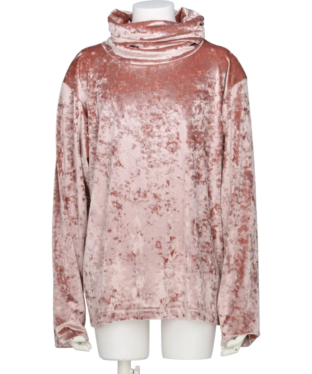 CRUSHED VELOUR TURTLE NECK TOP