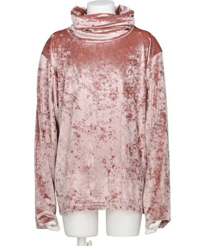 CRUSHED VELOUR TURTLE NECK TOP