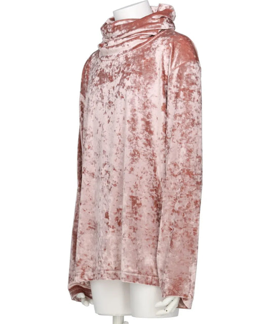 CRUSHED VELOUR TURTLE NECK TOP