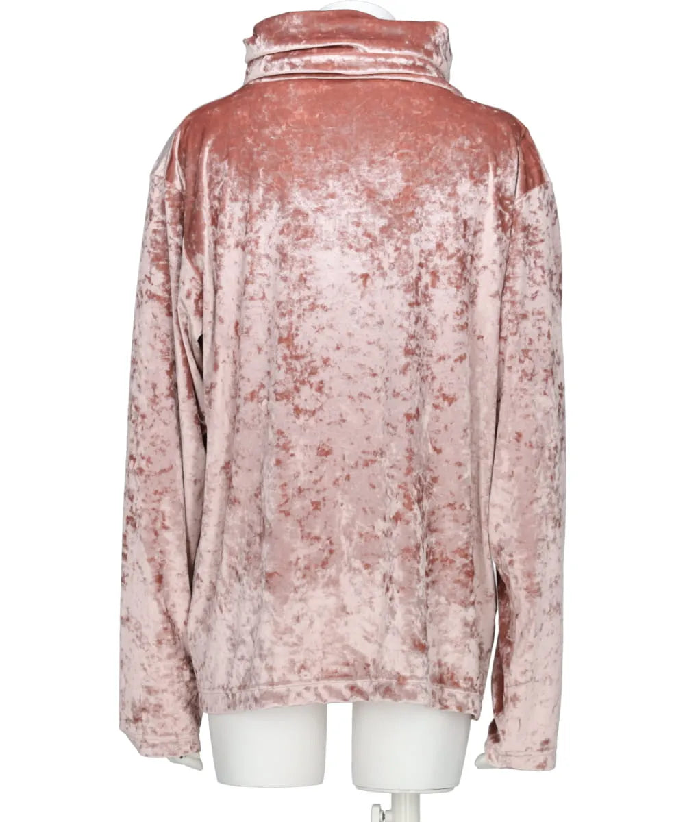 CRUSHED VELOUR TURTLE NECK TOP