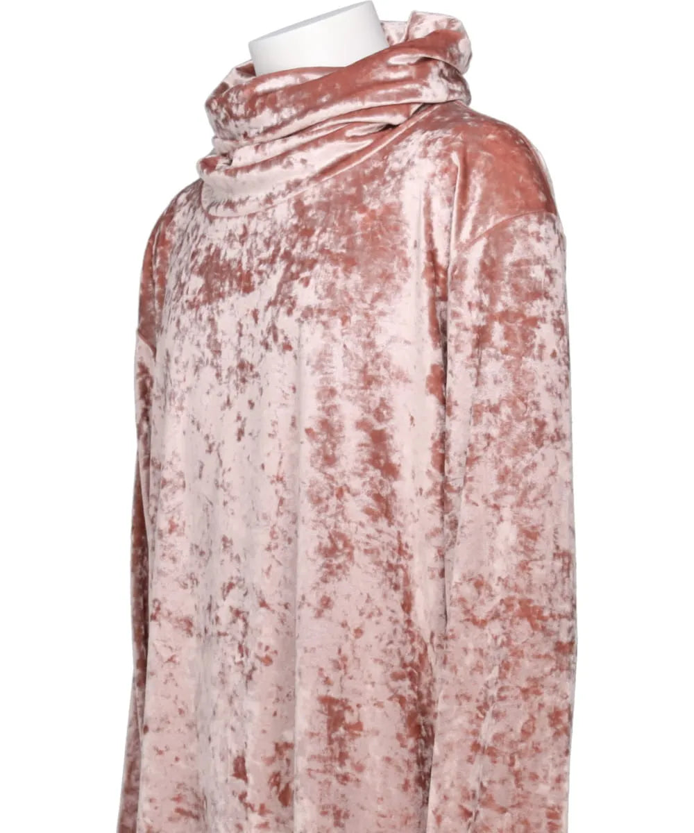 CRUSHED VELOUR TURTLE NECK TOP