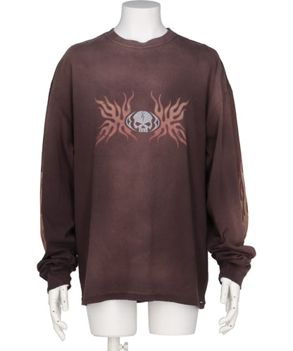 “SKULL FLAME”DISTRESSED L/S TEE