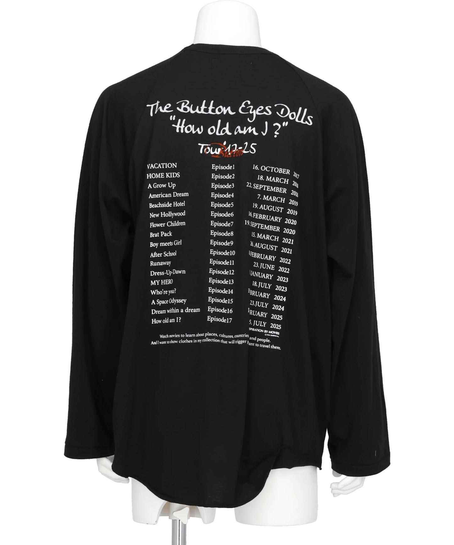 "BUTTON EYE DOLL" RAGLAN TAG TOUR TEE