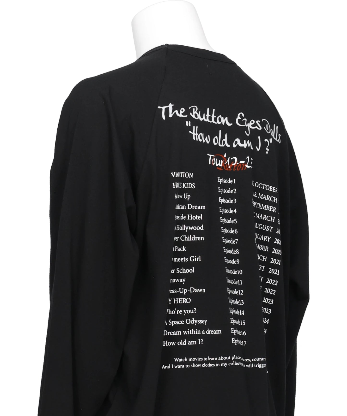 "BUTTON EYE DOLL" RAGLAN TAG TOUR TEE