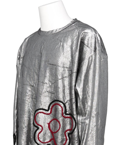 FLOWER CORD EMBROIDERY VELOUR L/S TEE