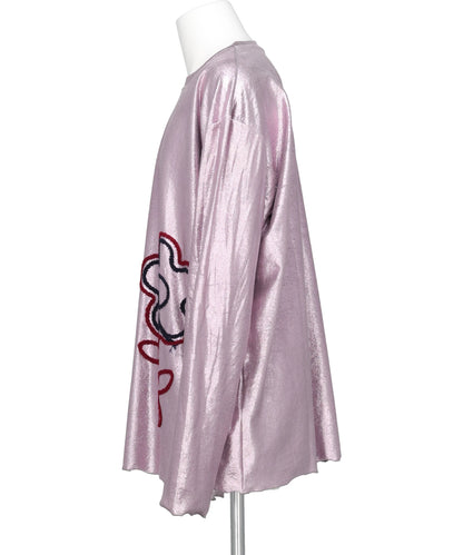 FLOWER CORD EMBROIDERY VELOUR L/S TEE