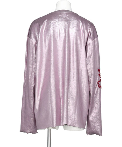 FLOWER CORD EMBROIDERY VELOUR L/S TEE