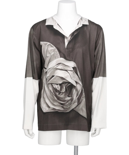 Simone Rocha(シモーネ ロシャ) 2026SS ROSE RUGBY TROMPE L'OEIL PRINTLONG SLEEVE T-SHIRT 96762341006