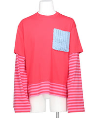 Charles Jeffrey LOVERBOY(チャールズ ジェフリー ラバーボーイ) 2026SS LONG SLEEVE 2-IN-1 TEE WITH KNIT PATCH- BROWN STRIPE BRW 062100601