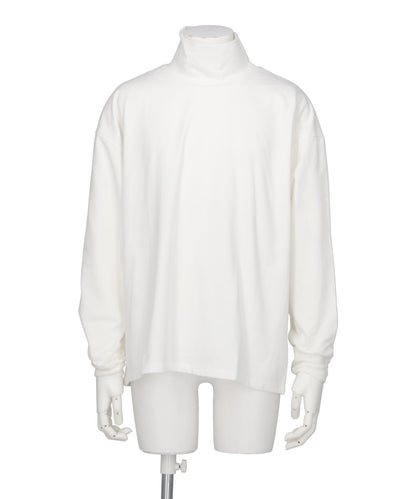 BRUSHED COTTON PILE MOCK NECK T