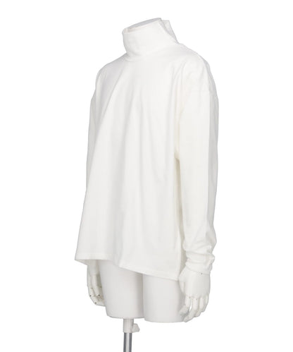 BRUSHED COTTON PILE MOCK NECK T