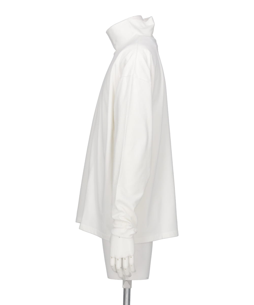 BRUSHED COTTON PILE MOCK NECK T