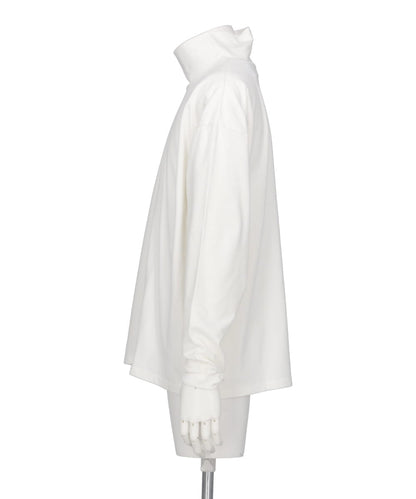 BRUSHED COTTON PILE MOCK NECK T