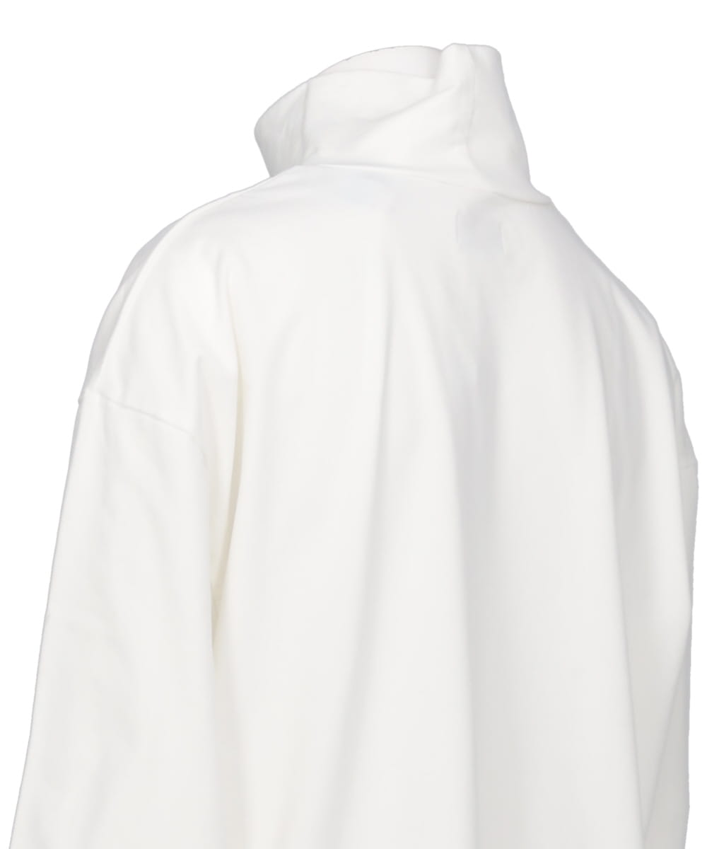 BRUSHED COTTON PILE MOCK NECK T