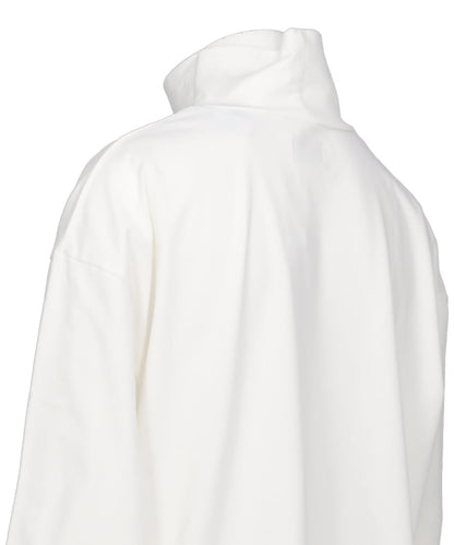 BRUSHED COTTON PILE MOCK NECK T