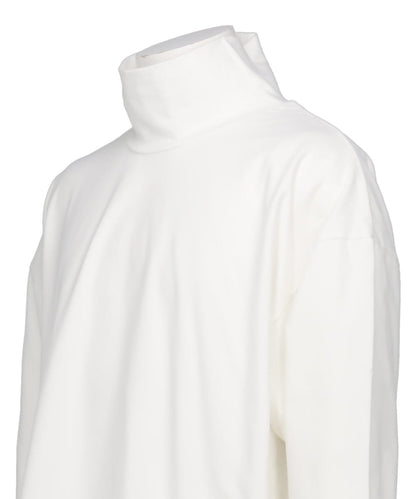 BRUSHED COTTON PILE MOCK NECK T
